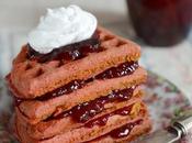 Roasted Beet Waffles with Sour Cherry Whipped Coconut Milk