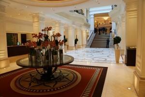The grand foyer as you enter the Corinthia Hotel