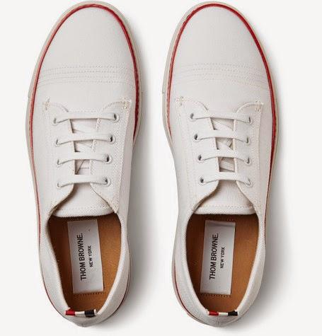Fair Trade? Winter For Spring Whites:  Thom Browne Striped Canvas Sneaker