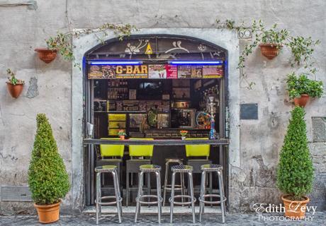 Rome, Italy, Trestevera, bar, stools, travel photography, Toronto Travel Photographer