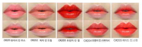 Etude House Color Liquid Lips Swatch combined OR