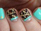 Minty Gold Leopard Nails
