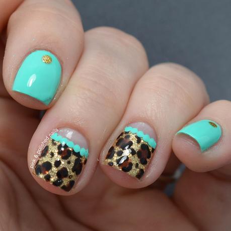 Minty Gold Leopard Nails