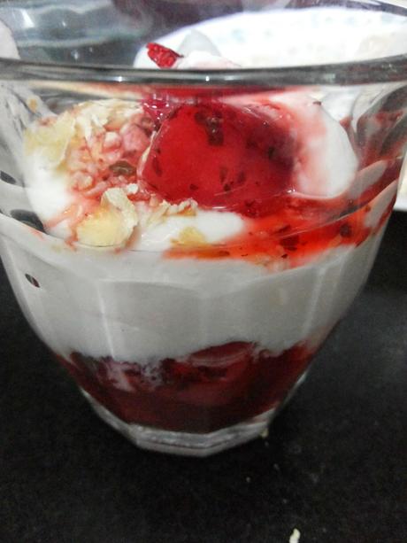 Strawberry and Yogurt Parfait topped with Oats