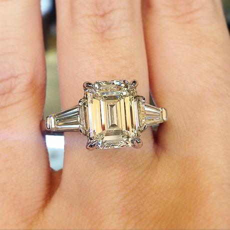 Emerald Cut engagement ring with tapered baguettes