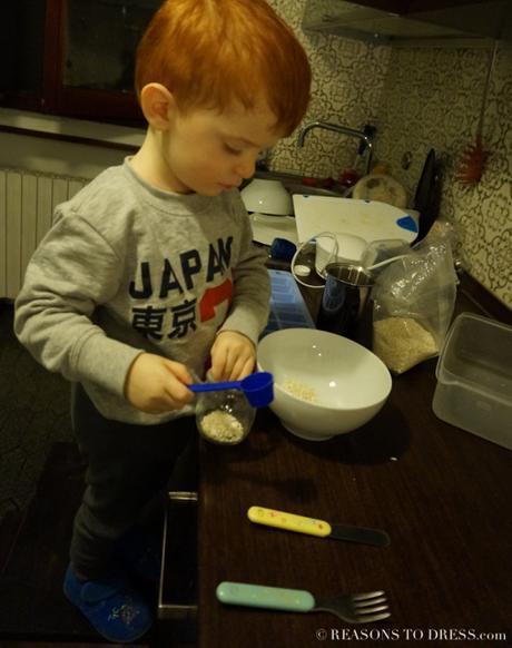 Just to prove this recipe is easy enough for a child, here is my little helper cooking away!