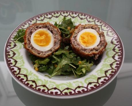 Scotch egg in bowl