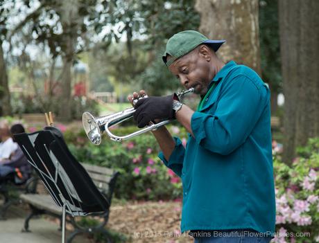 Trumpet player at Forsyth Park, Savannah, Georgia © 2015 Patty Hankins