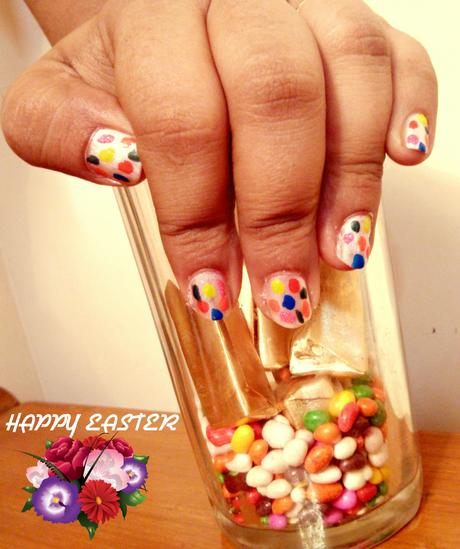 DIY Polka Dots Easter Nail Art