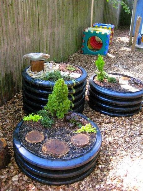 Our garden plans: tyres and wood