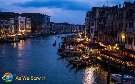 evening photo of grand canal in Venice