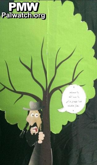 Jew hiding behind tree cartoon