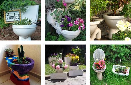 Upcycled garden toilets