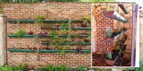Old gutters upcycled into garden planters