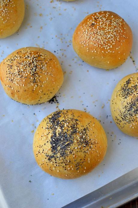 No Knead Cheese Burger Buns