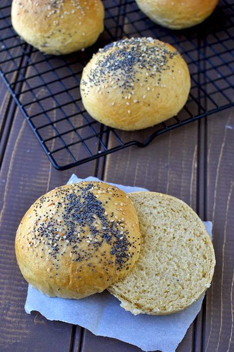 No Knead Cheese Burger Buns