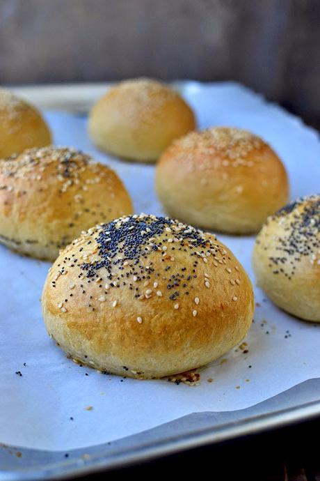 No Knead Cheese Burger Buns