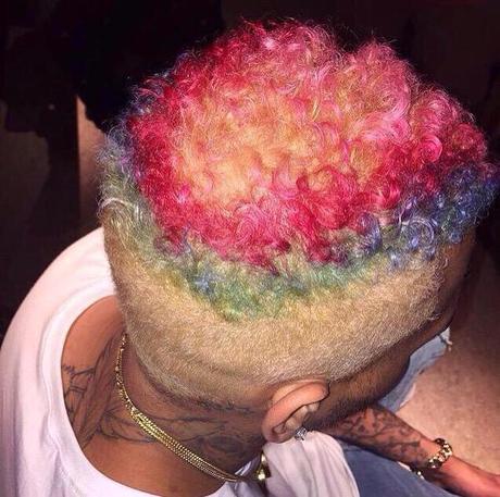 Chris Brown Shows Off Rainbow Hair