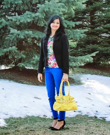 What I wore: Floral Top and Black Blazer