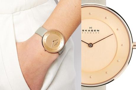 Skagen Klassik Rose Gold Grey Leather Strap Watch