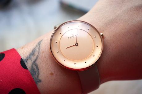 Skagen Klassik Rose Gold Grey Leather Strap Watch