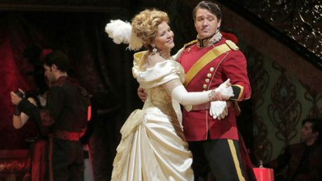 Hanna Glawari (Renee Fleming) waltzing  with Count Danilo (Nathan Gunn) in The Merry Widow 