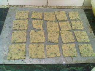 Rice and Curry leaves in my Crackers-Masala Crackers-Daring Bakers August 2013