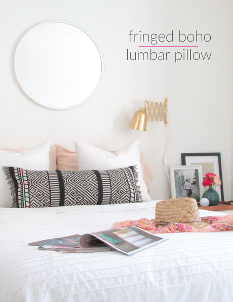 Fringed Boho Lumbar Pillow DIY Made from a Table Runner | Francois et Moi