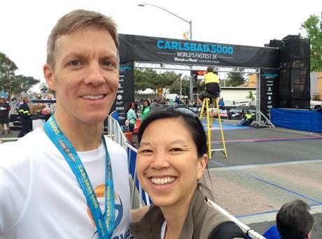 2015 Carlsbad 5000 finish line selfie - Mike Sohaskey & Katie Ho