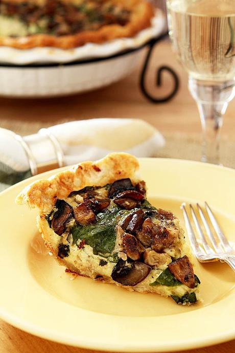 Caramelized Garlic, Spinach and Mushroom Tart