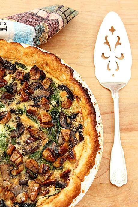 Caramelized Garlic, Spinach and Mushroom Tart