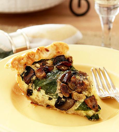 Caramelized Garlic, Spinach and Mushroom Tart