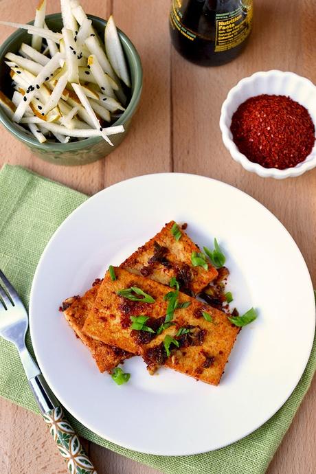 Spicy Korean Tofu with Pear Slaw
