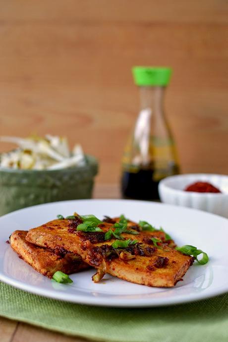 Spicy Korean Tofu with Pear Slaw