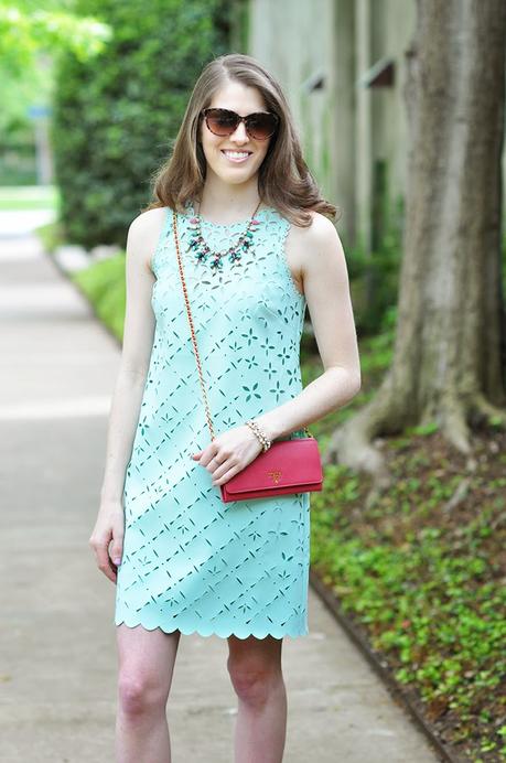 J.Crew laser cut floral shift dress