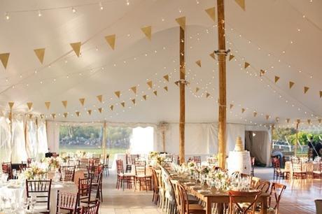 Designer Spotlight: Lauren Wells tent-wedding-gold-bunting-lens-cap-productions