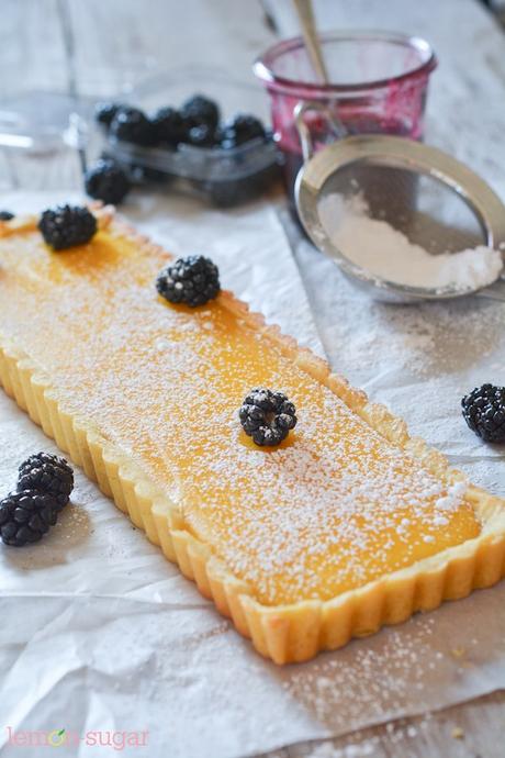 Lemon Tart with Blackberry Syrup