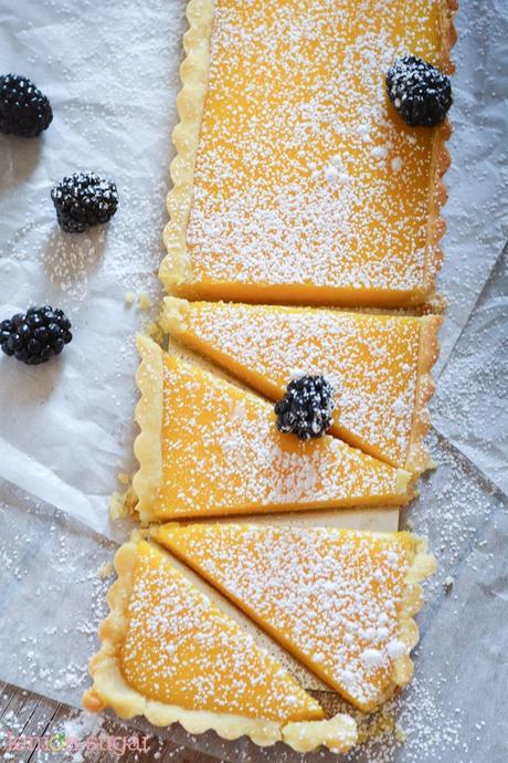 Lemon Tart with Blackberry Syrup