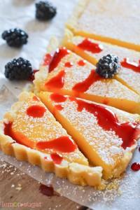 Lemon Tart with Blackberry Syrup