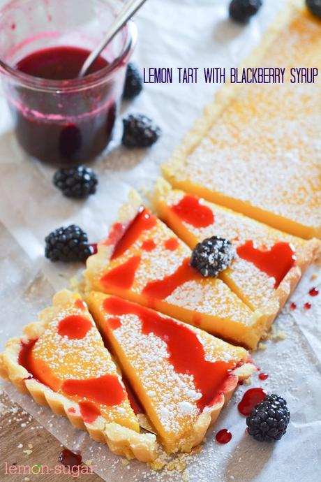 Lemon Tart with Blackberry Syrup