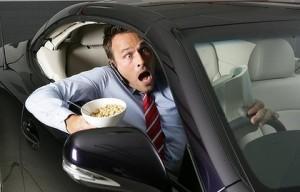 eating in the car while driving