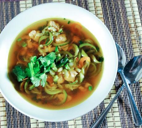 Spicy Thai Chicken and Zucchini Noodle Soup