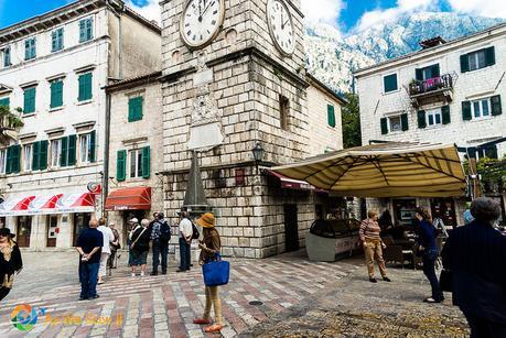 Kotor's old clock tower in Piazza of the Arms