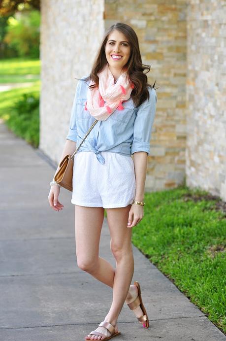 Old Navy neon pink tassel scarf