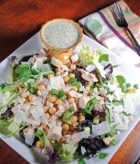 Chicken Salad with Chickpeas, Parmesan Cheese and a Lemony Italian Dressing