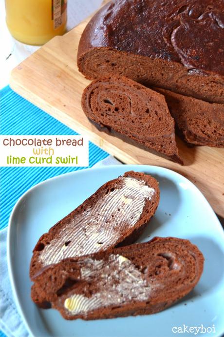 chocolate bread with lime curd swirl