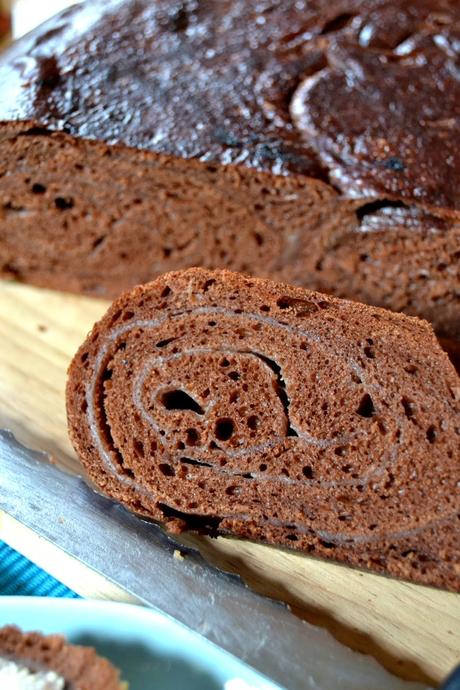 chocolate bread with lime curd swirl