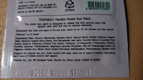 Tony Moly, Panda’s Dream Eye Patch Review