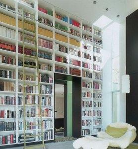 Fabulous-Wall-Turned-Bookcase-Design-Ideas-with-Green-Ladder
