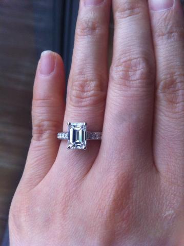 Emerald cut diamond engagement ring - image by merrilymerrily